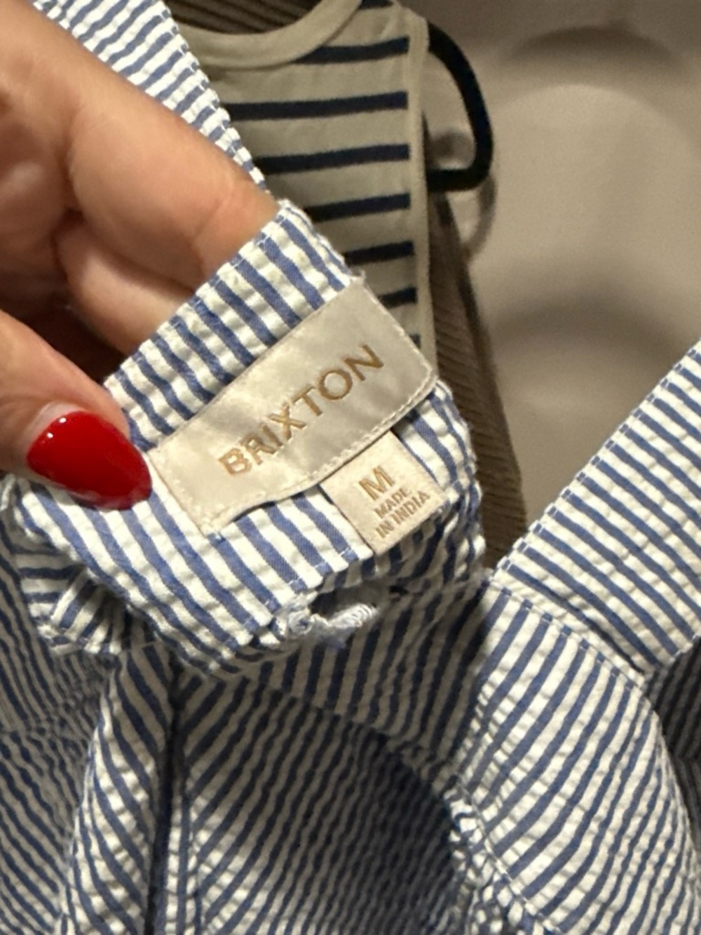 Brixton Blue and White Striped Seersucker Top - Picture 3 of 4